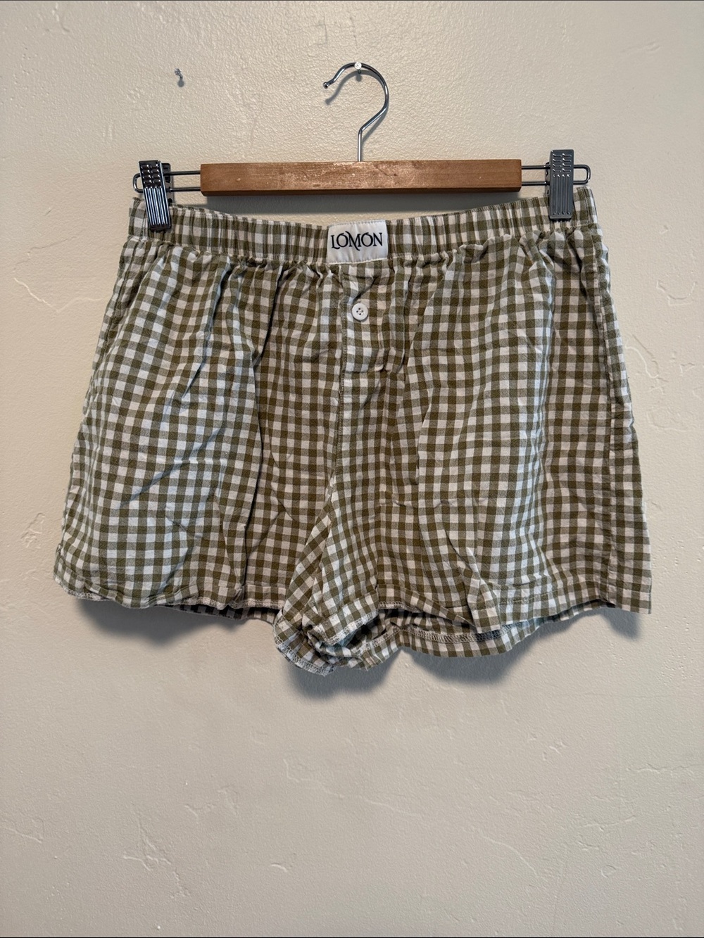 Lomom Olive Gingham Women's Shorts